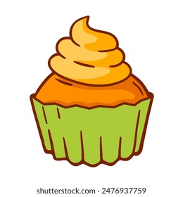 Cupcake illustration. Delicious sweet baked goods.