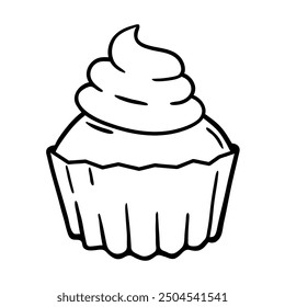 Cupcake illustration. Delicious sweet baked goods.