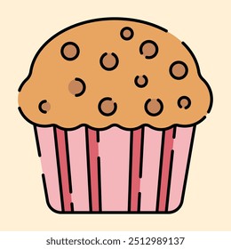 Cupcake Illustration Flat Design Style, Perfect for Dessert Theme Design