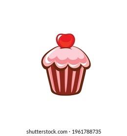 cupcake illustration logo vector template