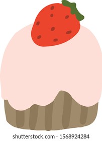 a cupcake illustration with strawberries