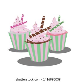 Cupcake illustrations on a white background