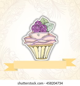 Cupcake invitation card can be used for holiday cards, wedding invitation, postcard or website. Birthday party invitation. Holiday concept. Menu template