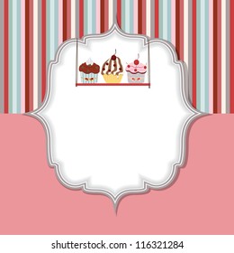 Cupcake invitation card vector illustration