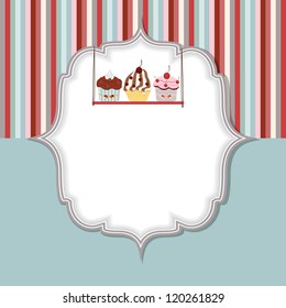 Cupcake invitation card vector illustration