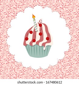 Cupcake invitation card vector illustration