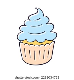 Cupcake isolated cartoon doodle vector illustration