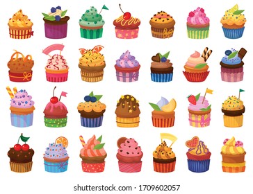 Cupcake isolated cartoon set icon. Vector illustration muffin on white background. Vector cartoon set icon cupcake .