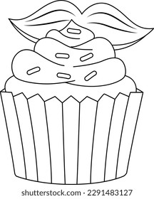 Cupcake Isolated Coloring Page for Kids