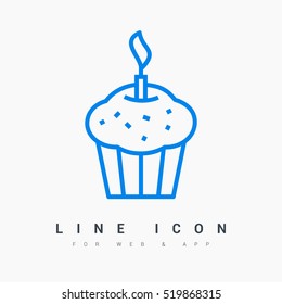 cupcake isolated minimal icon. cupcake graph line vector icon for websites and mobile minimalistic flat design. 