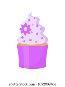 Cupcake. Isolated on white background. Vector illustration.