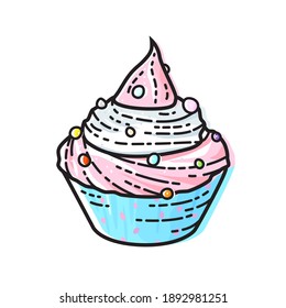 Cupcakes einzeln auf weißem Hintergrund. Vektorgrafik des Gebäck- und Dessertkonzepts