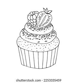 Cupcake isolated on white background. Vector illustration.