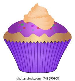 Cupcake isolated on white background, Vector illustration