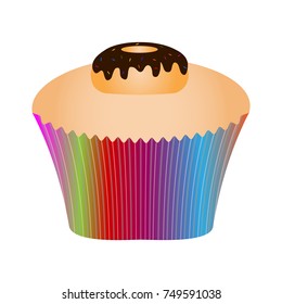 Cupcake isolated on white background, Vector illustration