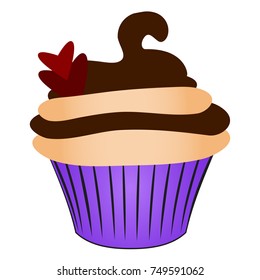 Cupcake isolated on white background, Vector illustration