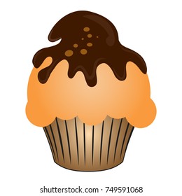 Cupcake isolated on white background, Vector illustration