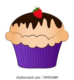 Cupcake isolated on white background, Vector illustration