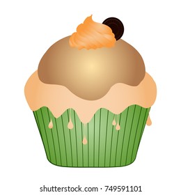 Cupcake isolated on white background, Vector illustration
