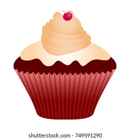 Cupcake isolated on white background, Vector illustration