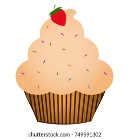 Cupcake isolated on white background, Vector illustration