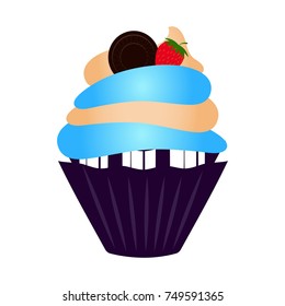 Cupcake isolated on white background, Vector illustration
