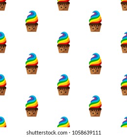 Cupcake. Kawaii. Icon. Vector. Flat.