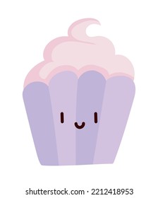 cupcake kawaii isolated flat icon