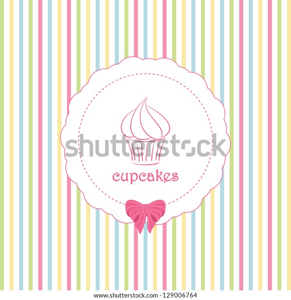 Cupcake Label Background On Candy Colored Stock Vector (Royalty Free ...