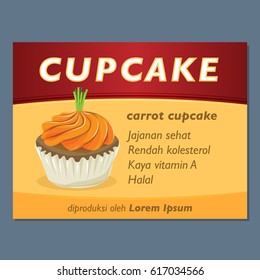 Cupcake Label Template with vitamin and contain carrot.