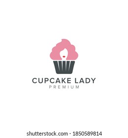 Cupcake Lady Logo Vector Icon