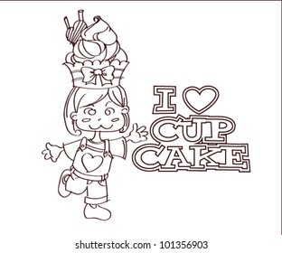 Cup-cake lady outline