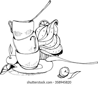 Cupcake line art