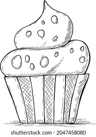 Cupcake line art coloring book element bakery and sweet cake for childreen