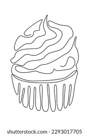 Cupcake Line art dessert. Vector illustration
