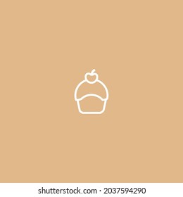 Cupcake Line Art. Simple Minimalist Logo Design Inspiration. Vector Illustration.