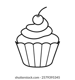 cupcake of a line art vector