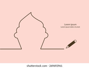 Cupcake line contour minimal design vector illustration.