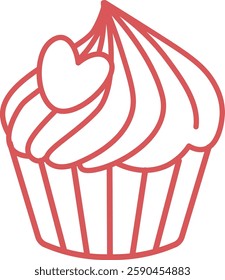 Cupcake Line Hand Drawn Vector Illustration
