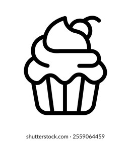 cupcake line icon illustration vector graphic. Simple element illustration vector graphic, suitable for app, websites, and presentations isolated on white background