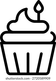 vetor de ilustração do ícone de linha do cupcake