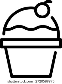 vetor de ilustração do ícone de linha do cupcake