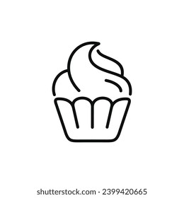 Cupcake line icon isolated on white background
