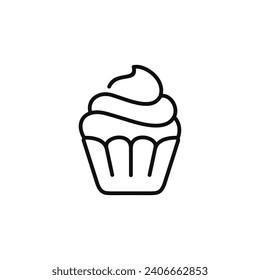 Cupcake line icon isolated on white background