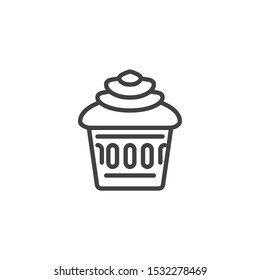 Cupcake line icon. linear style sign for mobile concept and web design. Cup cake outline vector icon. Symbol, logo illustration. Vector graphics