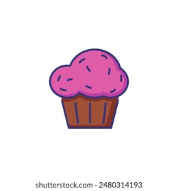 Cupcake line icon. Muffin, baked, cream. Candy bar concept. Vector illustration can be used for topics like sugar, pastry, party