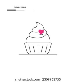Cupcake Line Icon Vector Design.