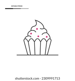 Cupcake Line Icon Vector Design.