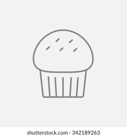 Cupcake line icon for web, mobile and infographics. Vector dark grey icon isolated on light grey background.