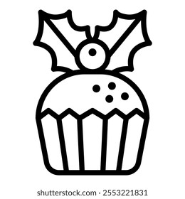 ícone de linha cupcake, vetor e ilustração